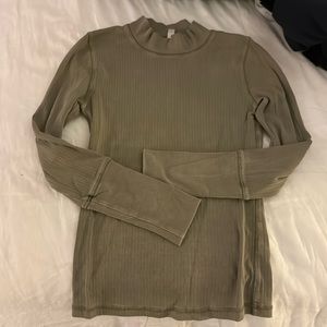 Free people green long sleeve mock neck